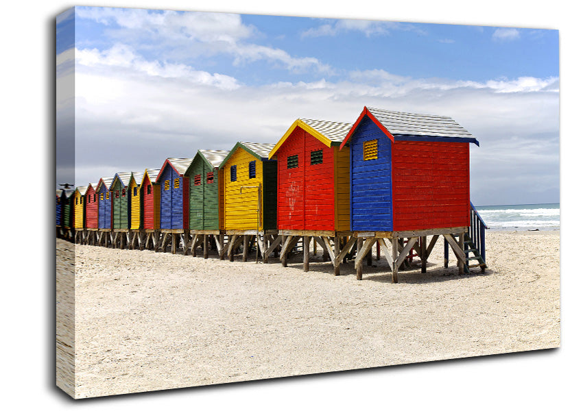 Row Of Beach Huts Canvas Wall Art