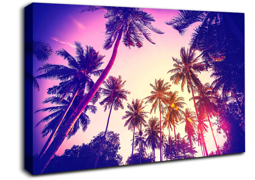 Palm Tree Glow Canvas Wall Art