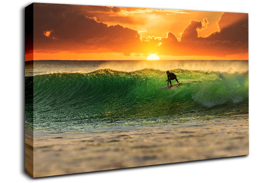 Surfer Sunset Canvas Wall Art