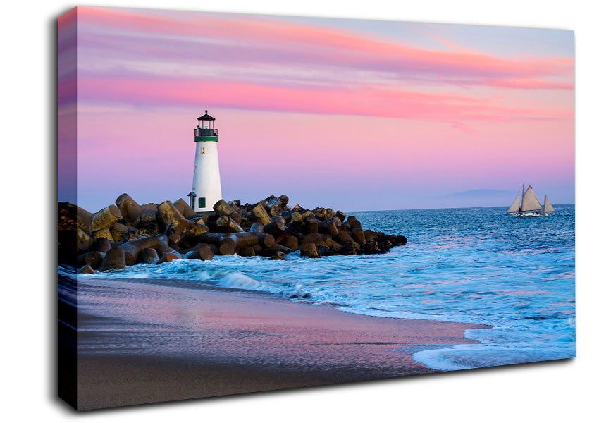 Sailboat Lighthouse Canvas Wall Art