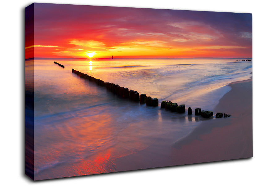Movement Of The Sunset Ocean Canvas Wall Art