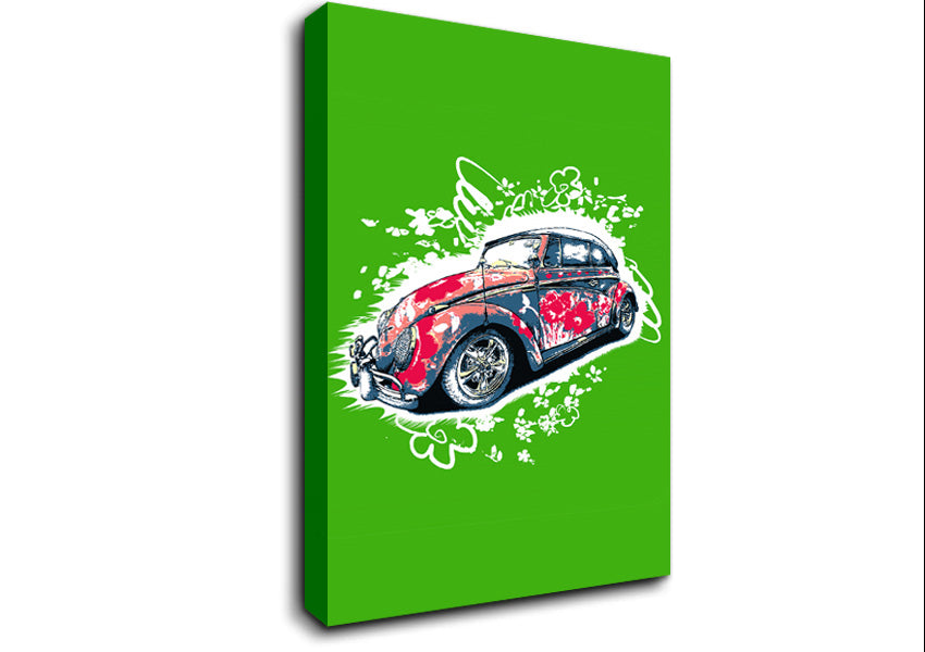 Flower Power VW Beetle Canvas Wall Art