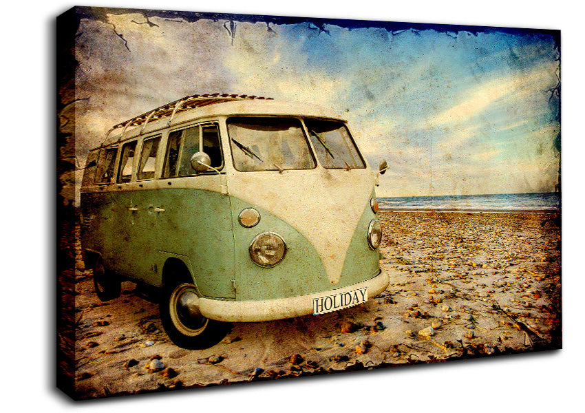 Surfs Up VW Camper Van Canvas Wall Art