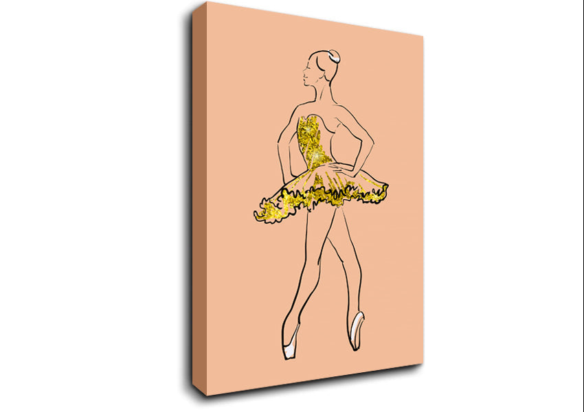 Golden White Ballerina Canvas Wall Art