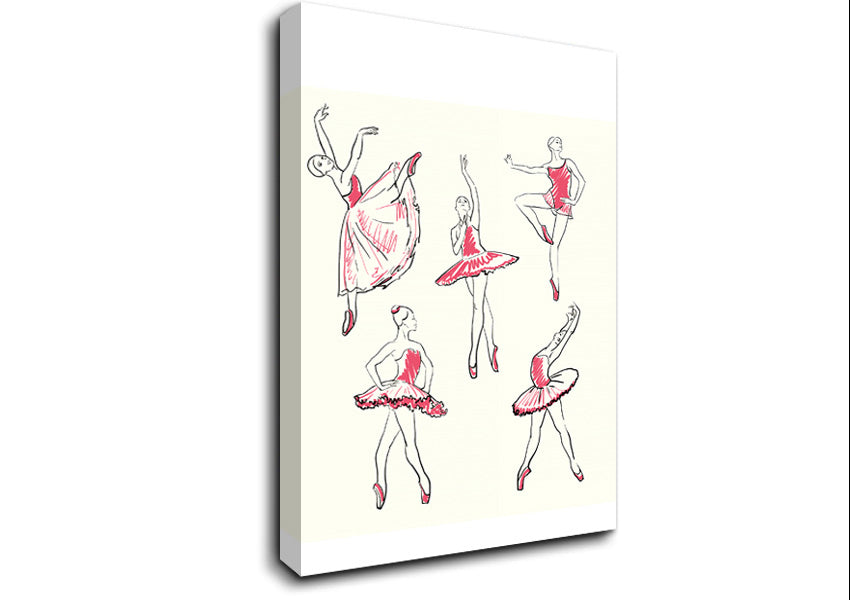 Pink White Ballerina 5 Canvas Wall Art