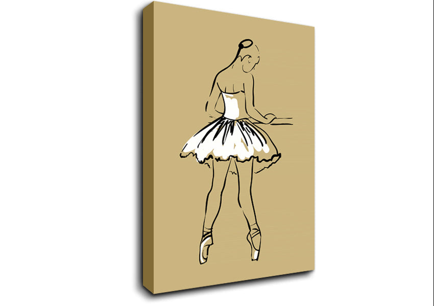 Beige White Ballerina 2 Canvas Wall Art