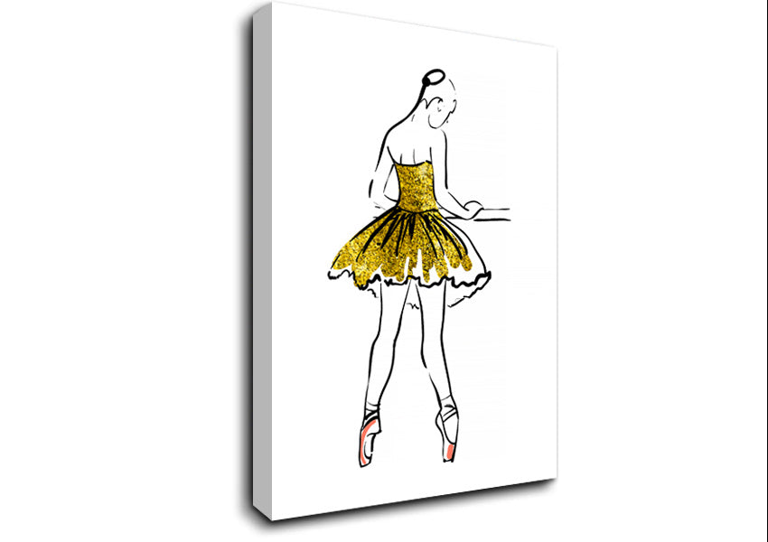 Golden Pink Ballerina 3 Canvas Wall Art