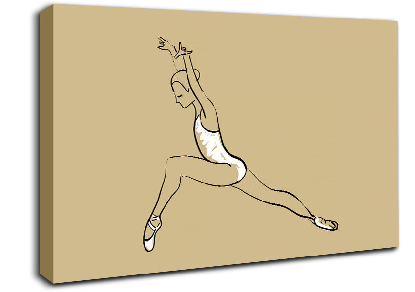 Beige White Ballerina 5 Canvas Wall Art