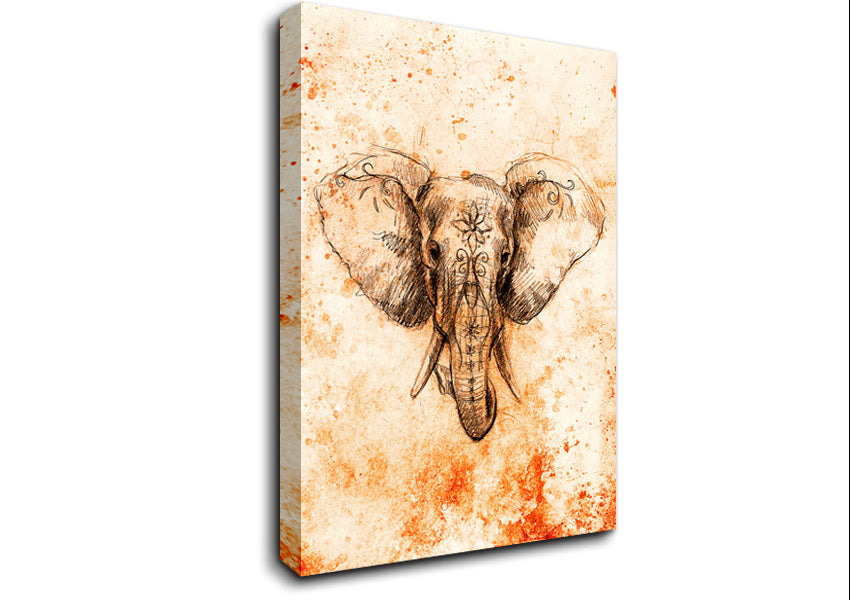 Stunning Indian Elephant Drawing Canvas Wall Art