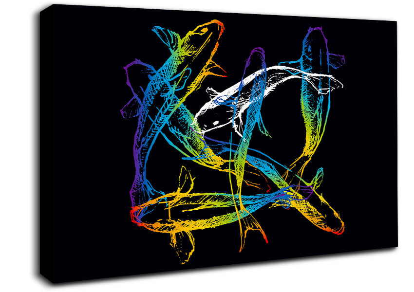 Japanese Rainbow Koi Canvas Wall Art