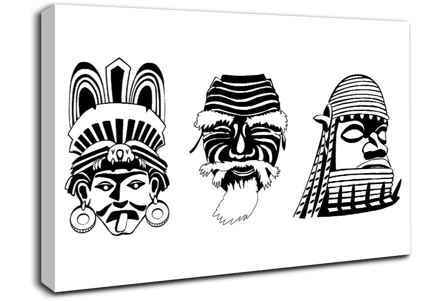 Mayan Masks Canvas Wall Art