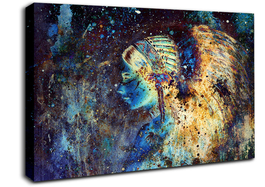 Red Indian Star Night Canvas Wall Art