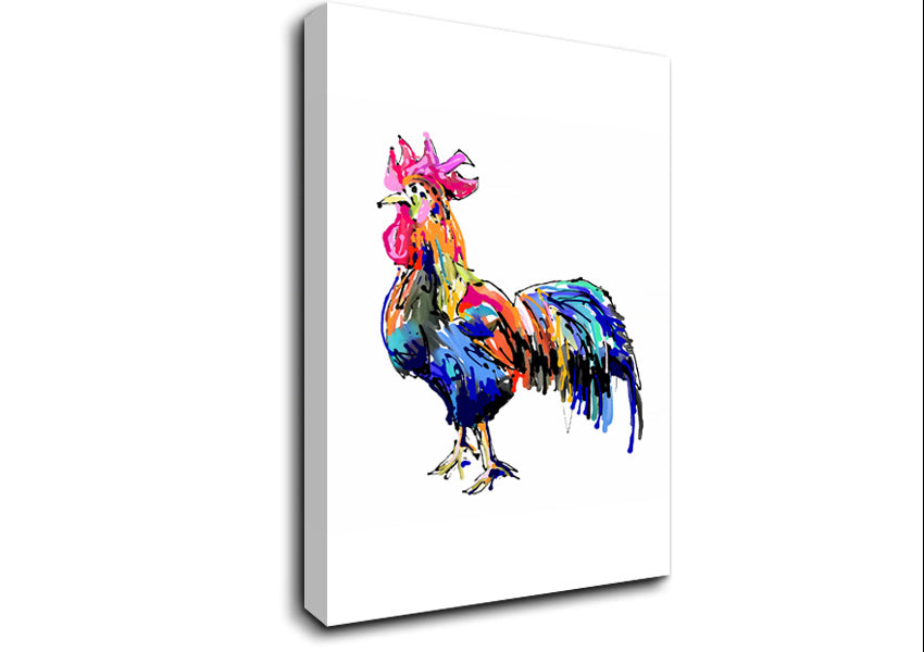 Rainbow RoosterA Canvas Wall Art