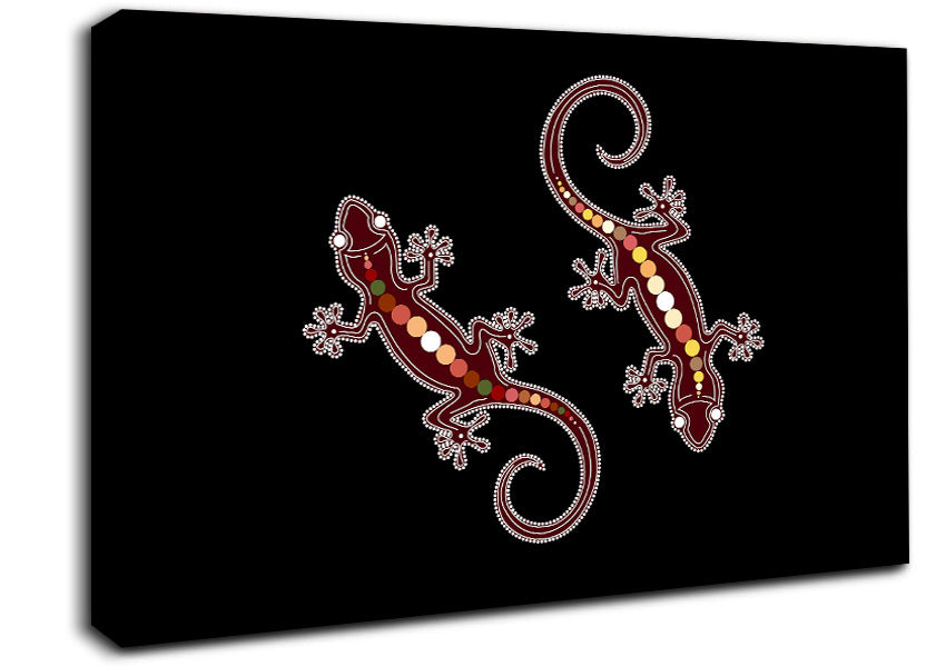 Aboriginal Lizard 4 Canvas Wall Art