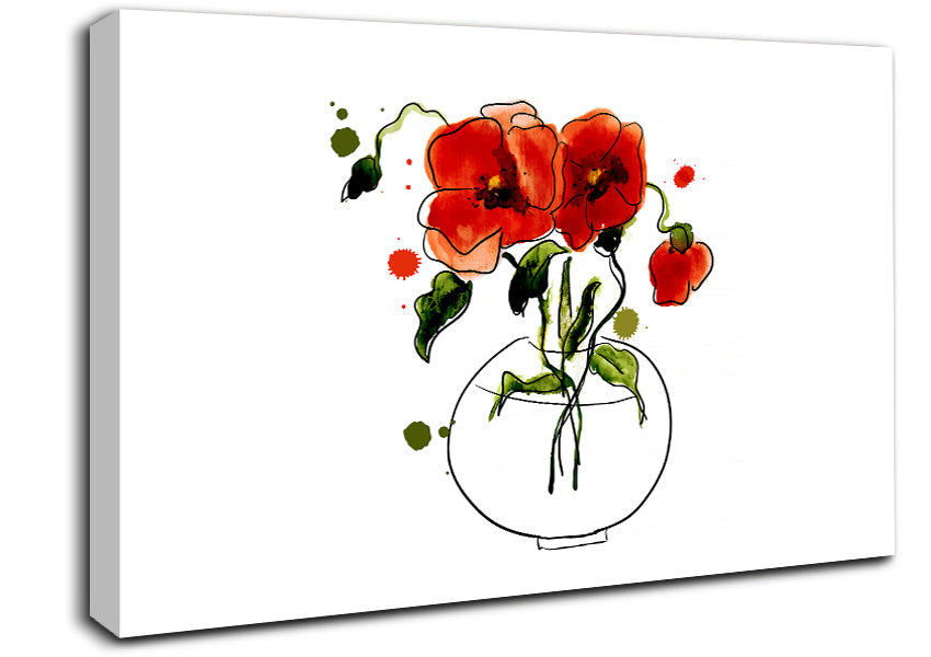 Poppy Vase Canvas Wall Art
