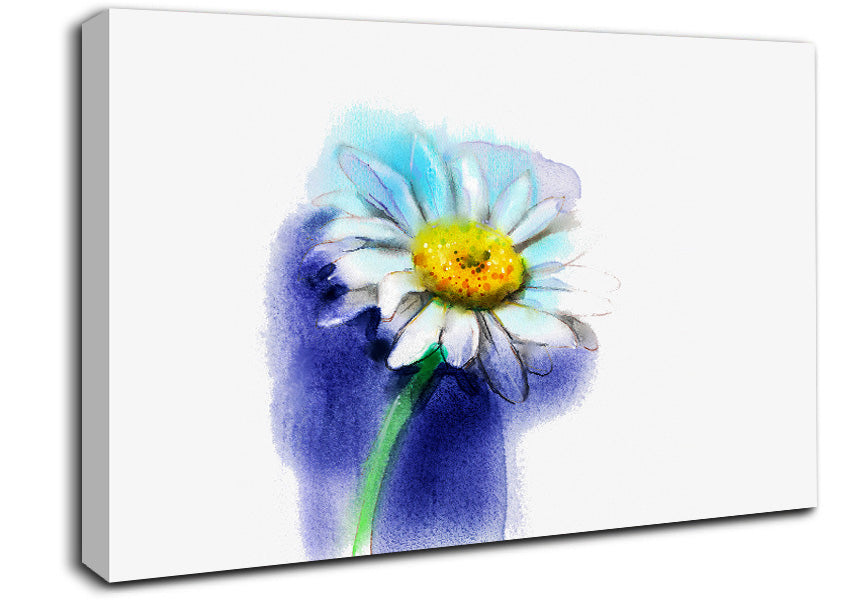White Daisy Blues Canvas Wall Art