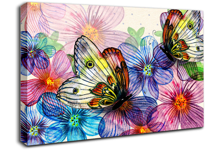 Butterfly Petal Madness Canvas Wall Art