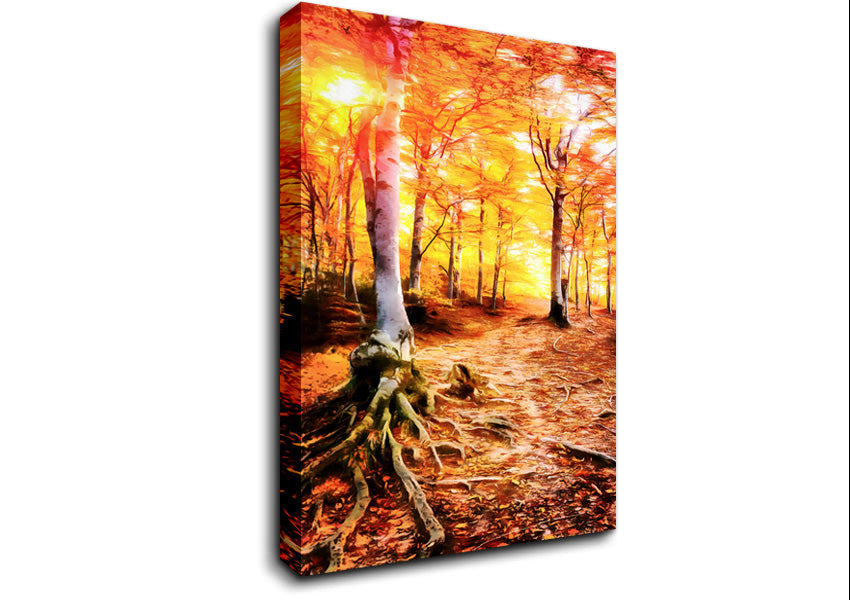 Golden Tre Walk Canvas Wall Art