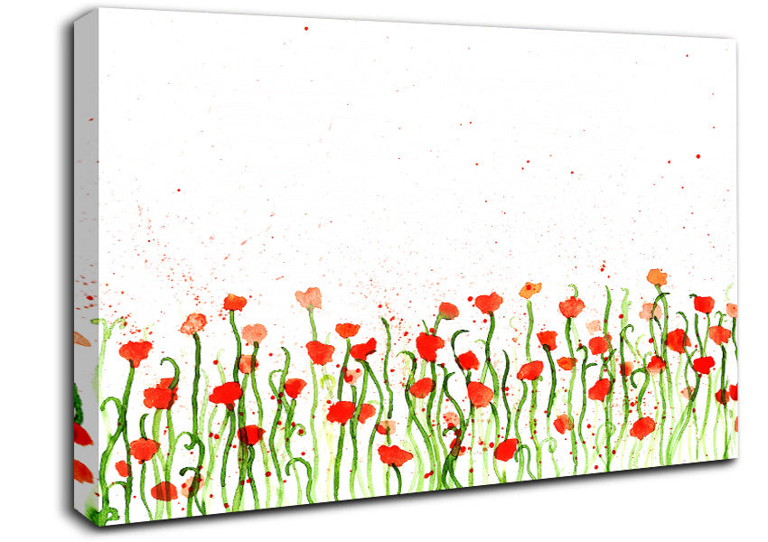 Red Poppy Garden Splash Canvas Wall Art