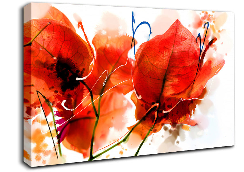 Red Autumn Leaves Canvas Wall Art