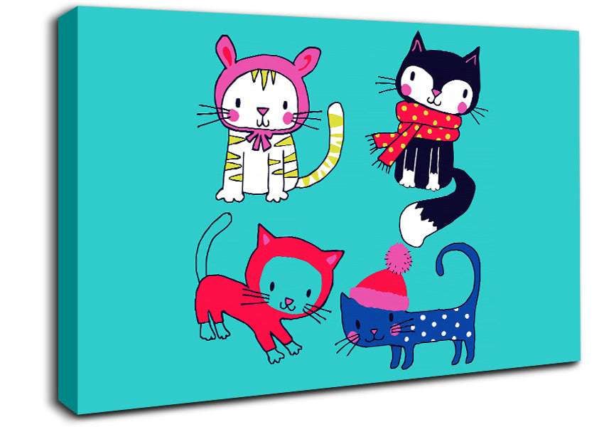 Cats In Winter Canvas Wall Art