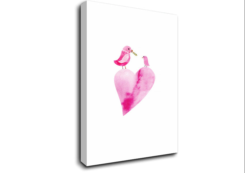 Loveheart Birds Canvas Wall Art