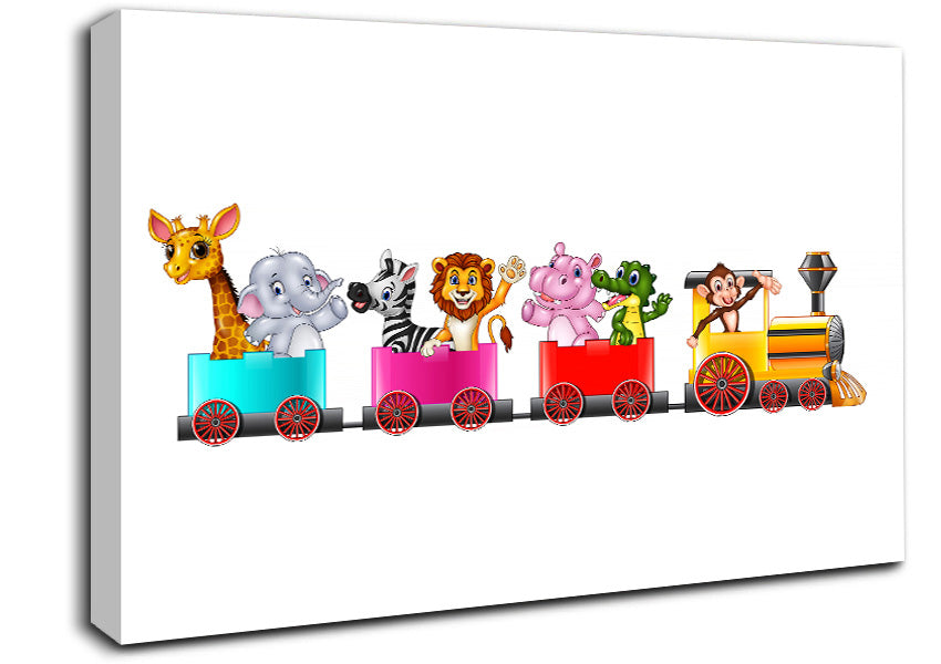 Jungle Friends Train Canvas Wall Art