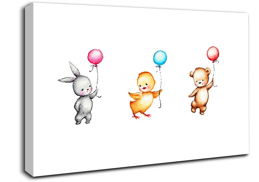 Animal Balloon Family Canvas Wall Art