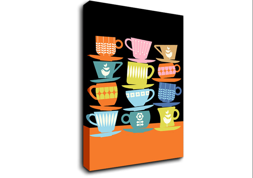Retro Tea Cups Canvas Wall Art