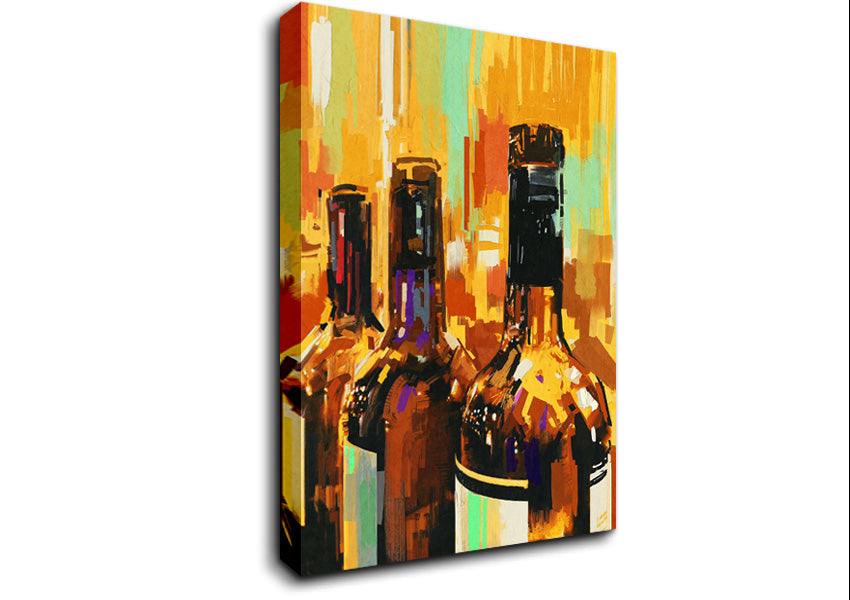 Retro Wine Bottles Canvas Wall Art