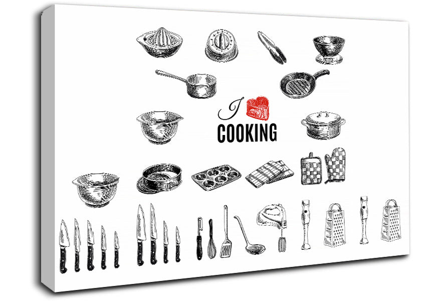 I Love Cooking 8 Canvas Wall Art