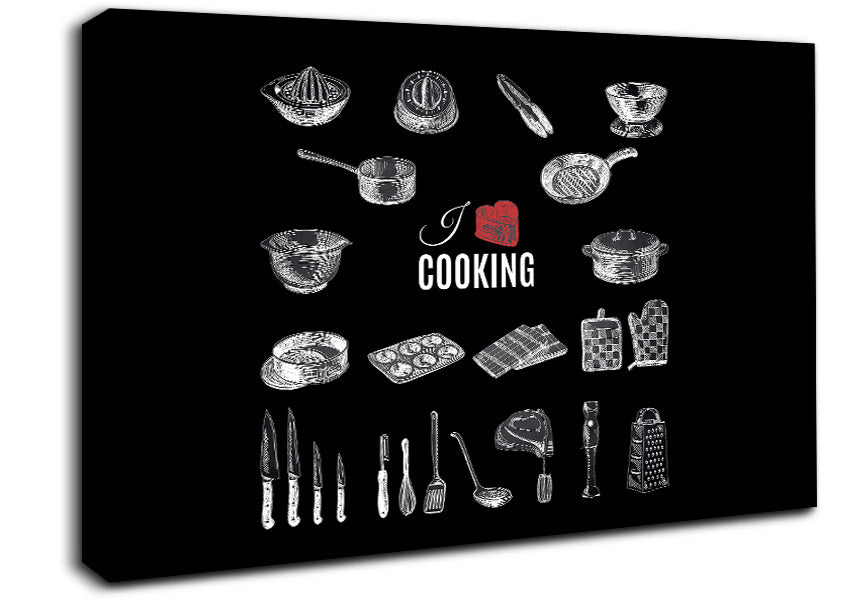 I Love Cooking 2 Canvas Wall Art