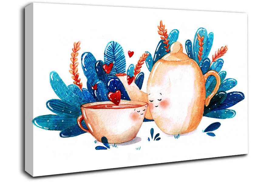 Tea Pot Love Canvas Wall Art