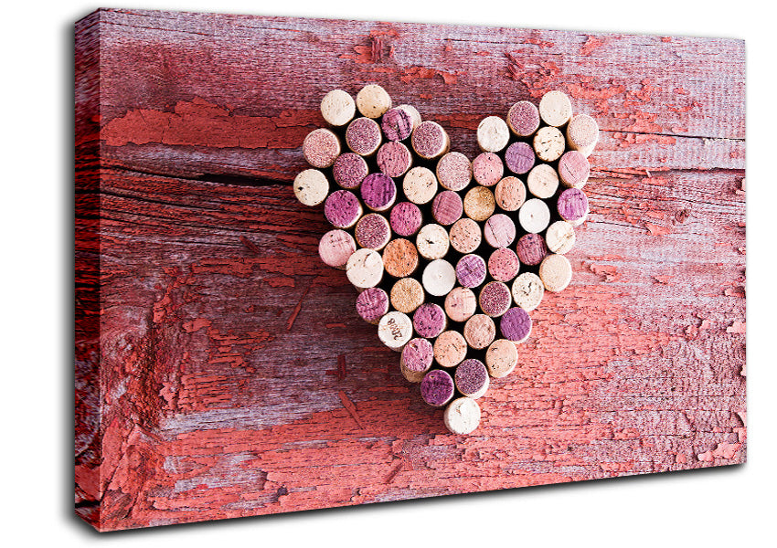 Wine Cork Love Heart Canvas Wall Art