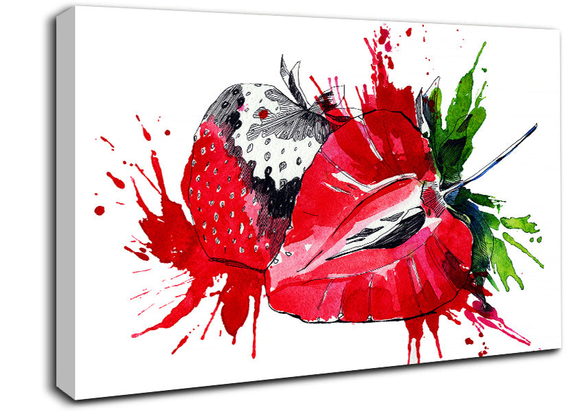 Strawberry Splash Canvas Wall Art