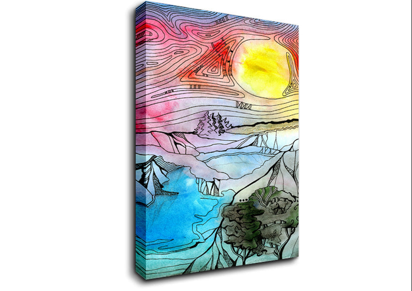 Abstract Sunset Tree Canvas Wall Art