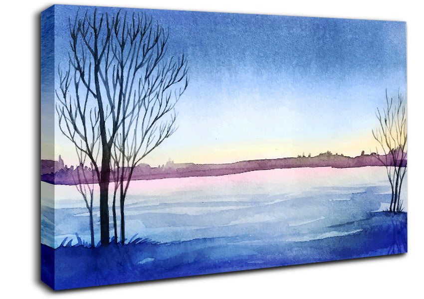 Winter lake Canvas Wall Art