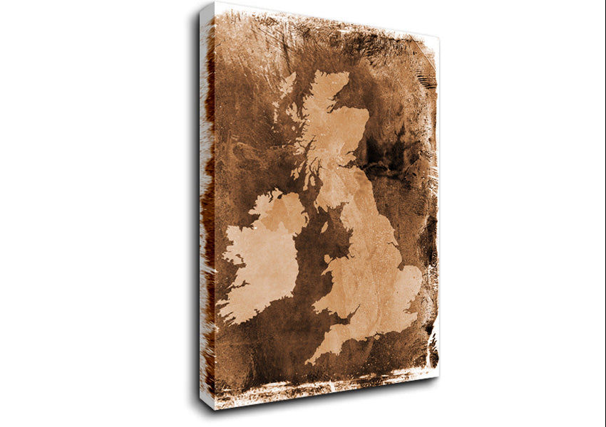 UK Retro Map Canvas Wall Art