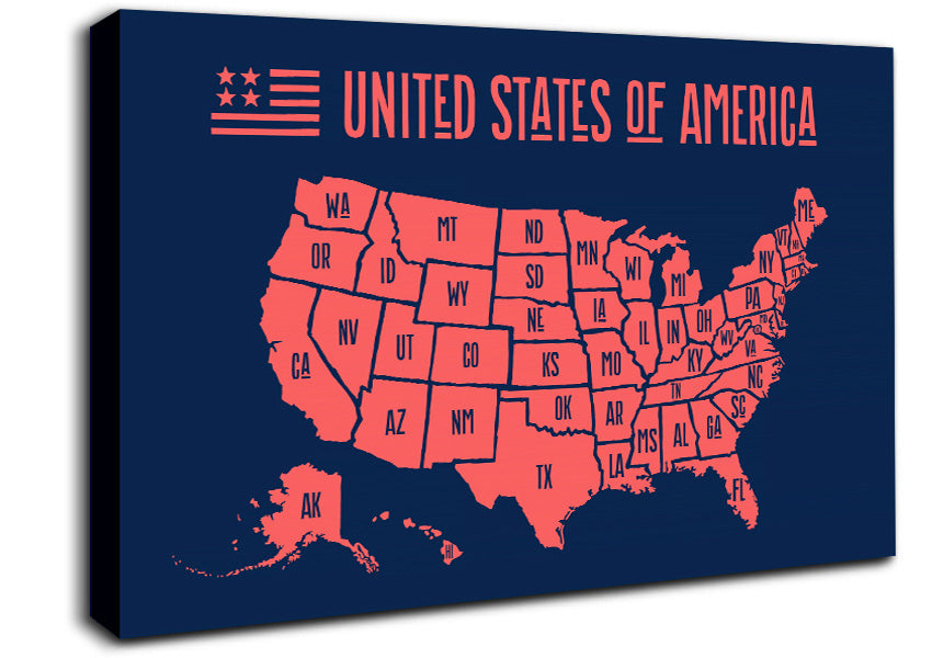 States Of America 1 Canvas Wall Art