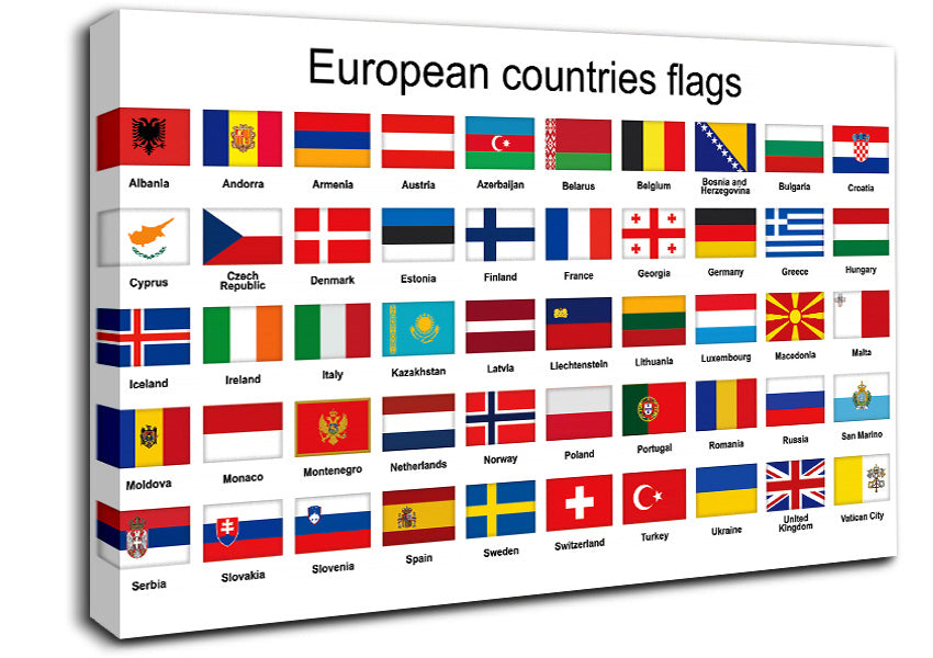 European Country Flags Canvas Wall Art