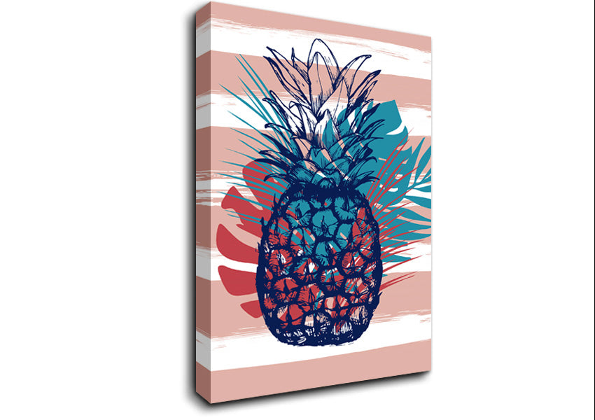 Pop Art Pineapple Palm Leaves Canvas Wall Art