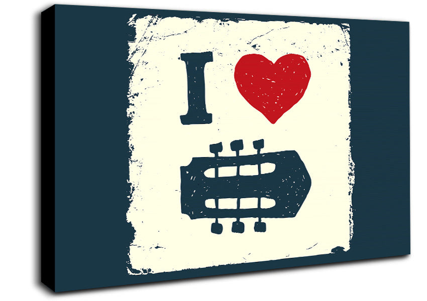 I Love Guitar Canvas Wall Art