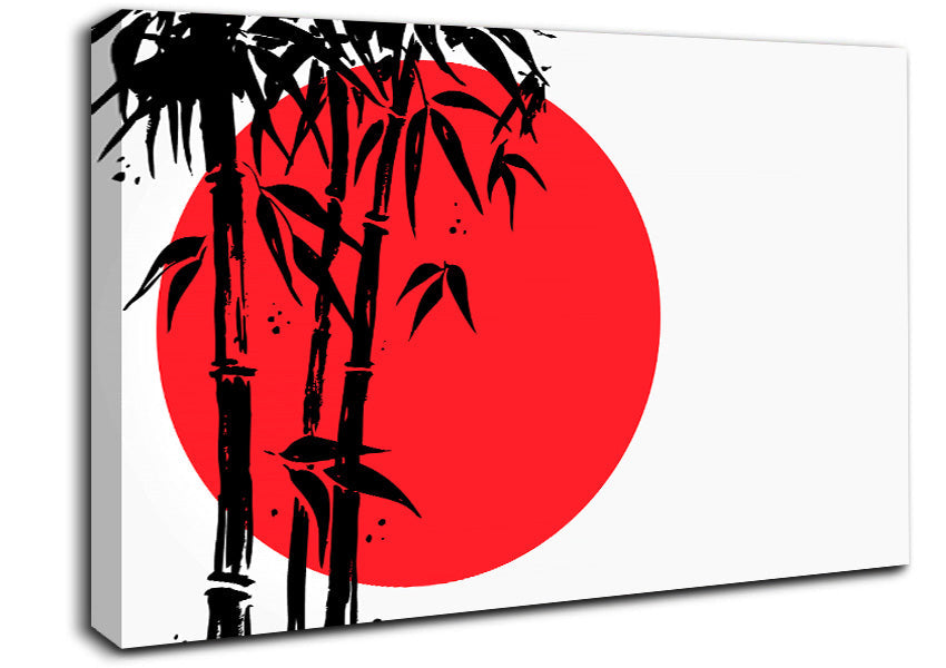 Black Bamboo In The Red Sun Canvas Wall Art