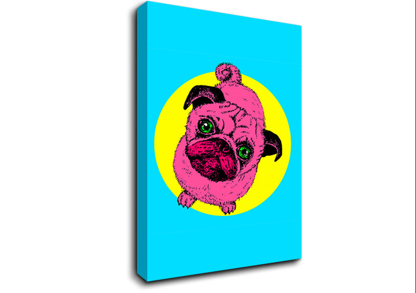 Pug Dog Pink Canvas Wall Art