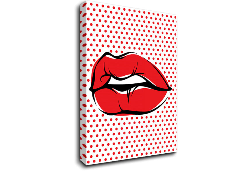 Red Lips On Pokerdots Canvas Wall Art