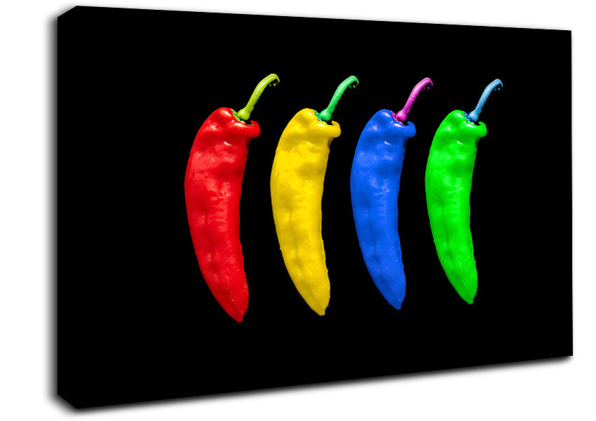 Vivid Chilis Canvas Wall Art