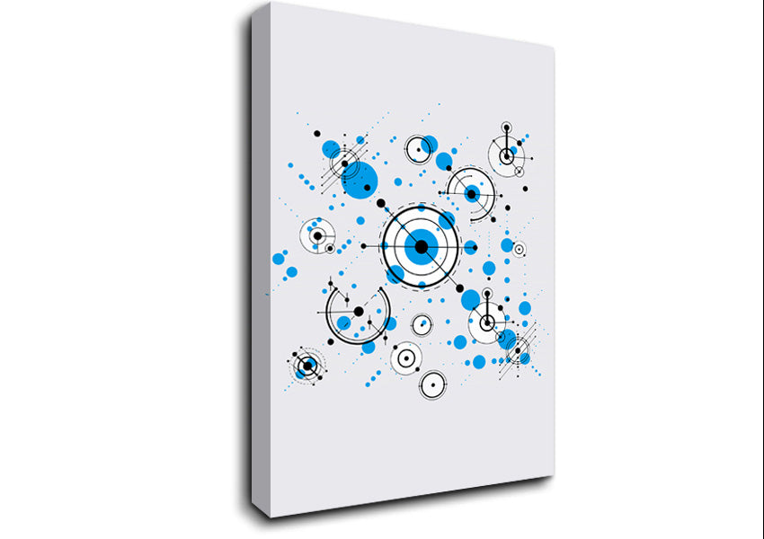 Circles Of Connections Blue Grey Canvas Wall Art