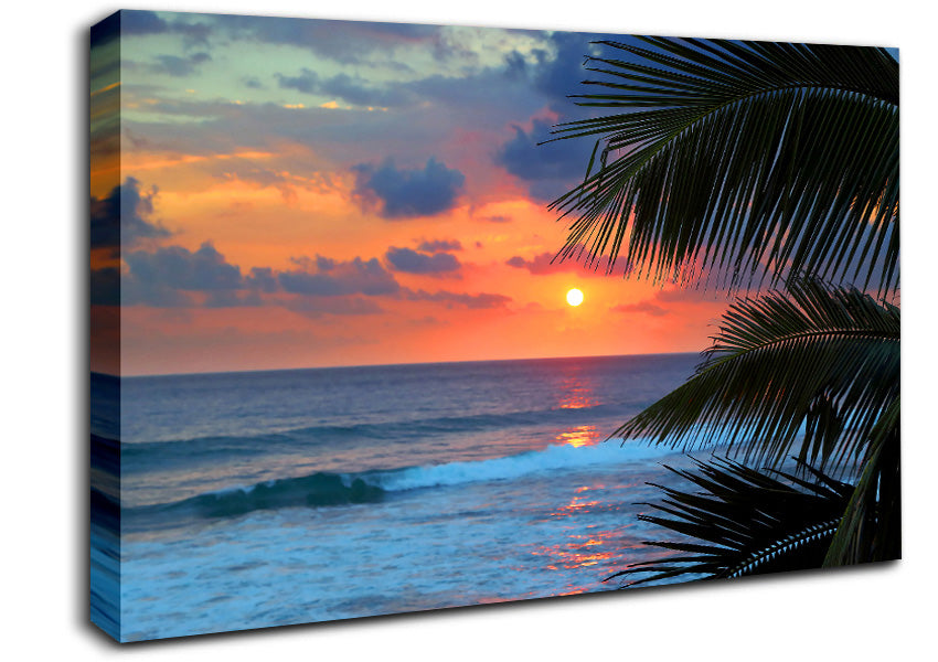 Stunning Blue Ocean Sunset Canvas Wall Art