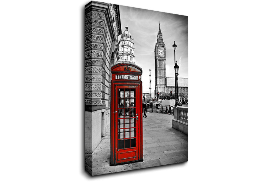 Red Phone Box Near Big Ben Canvas Wall Art