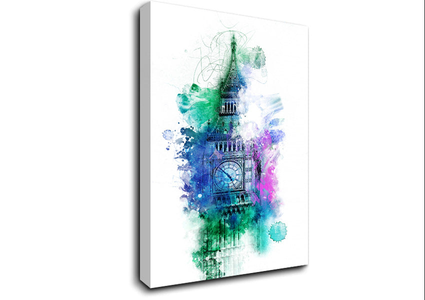 Watercolour Big Ben 3 Canvas Wall Art